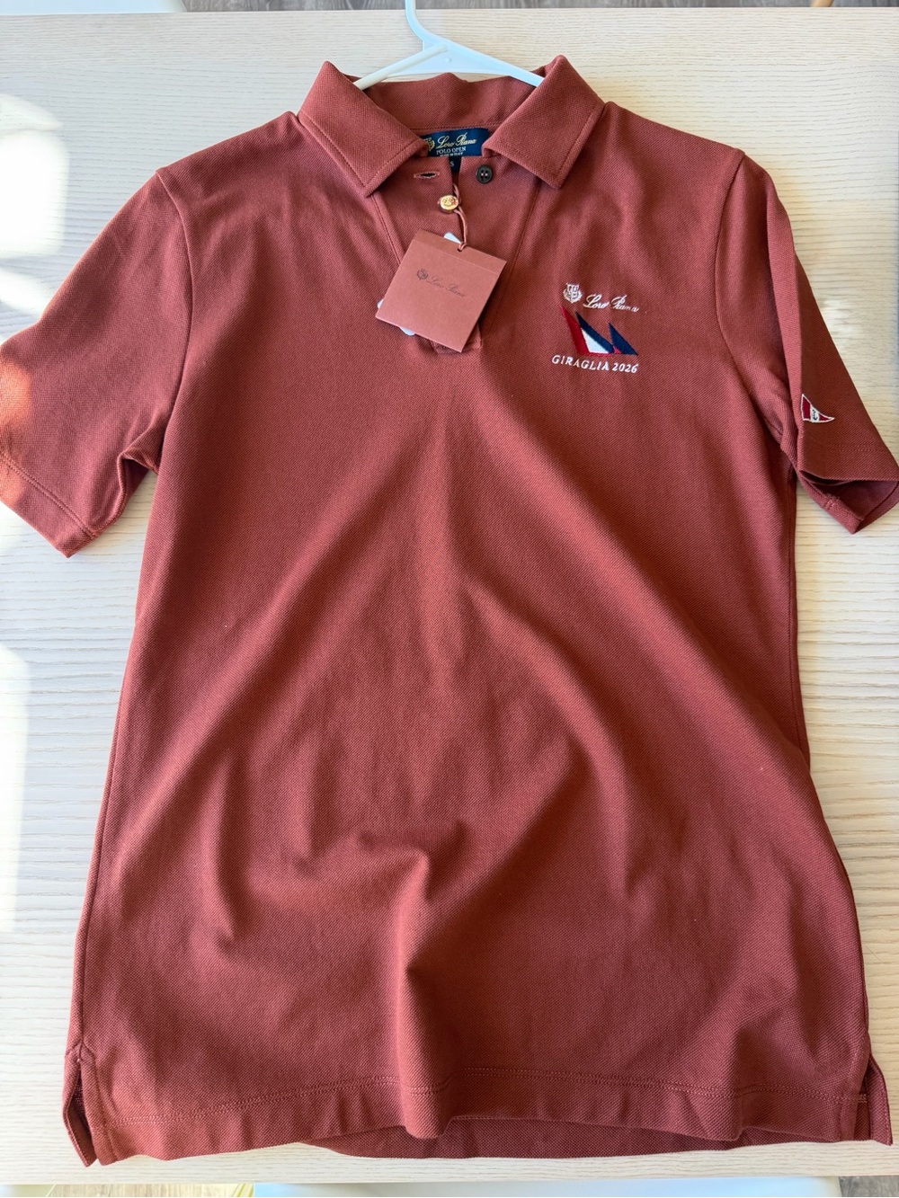 NWT Loro Piana Giraglia 2026 Open Pique Cotton Polo Shirt Rust Terracotta Sz S - Picture 2 of 7